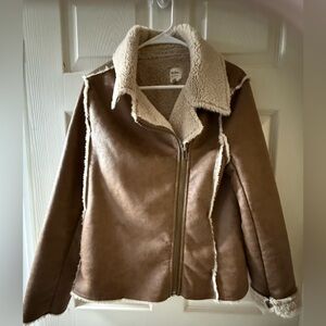 Dylan Tan Teddy Jacket with Cream Accents